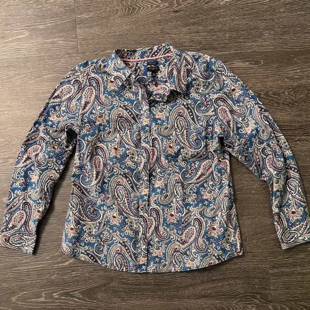 Talbots Blue and Pink Paisley Button Down Shirt